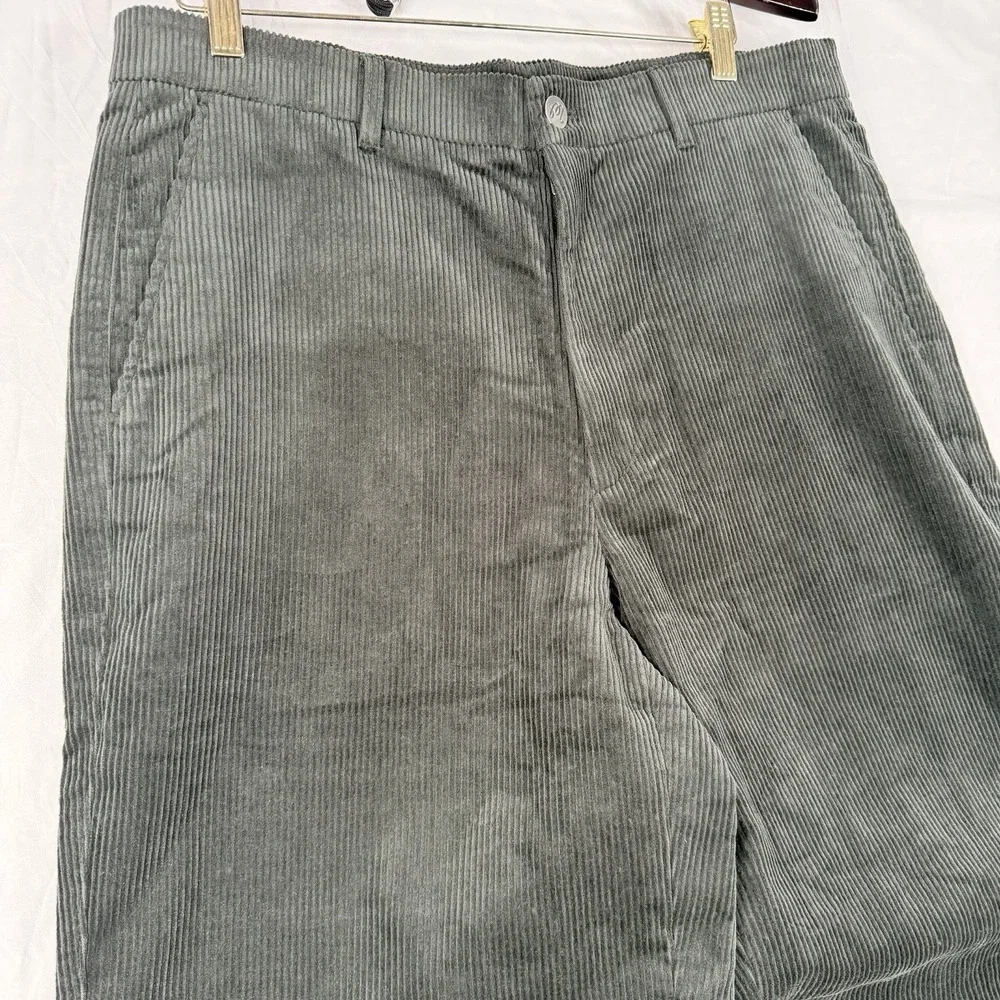 Malbon Corduroy Mens Pants Extremely Rare DarkGreen SZ-34 Casual Golf Korea Made